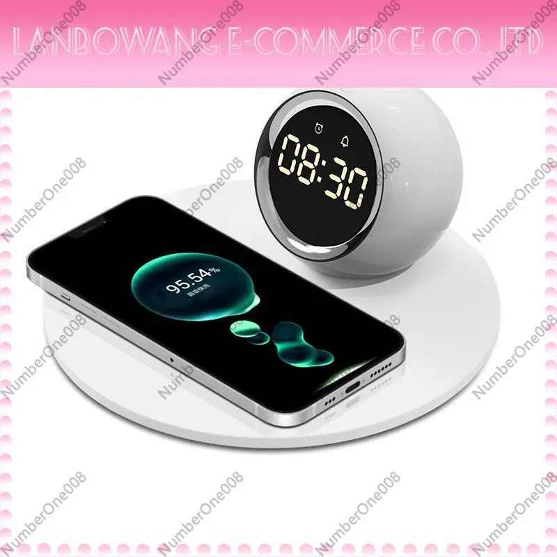 Led Desk Clock - شاحن لاسلكي مع إضاءة ليلية، ساعة
