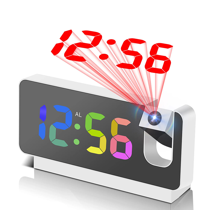 Led Desk Clock - ساعة منبه للإسقاط مع شاشة LED