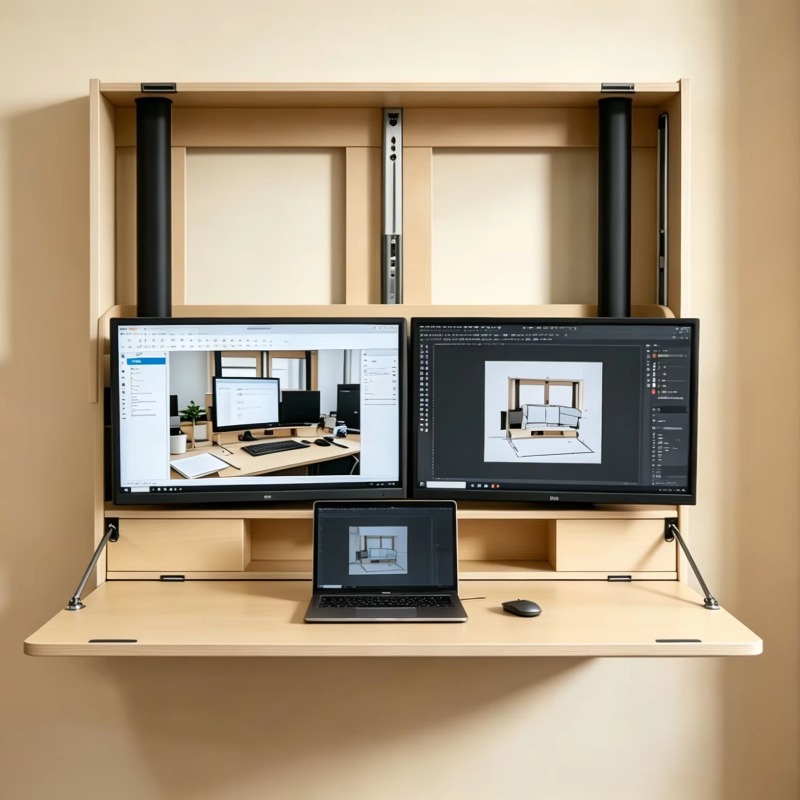 Home Office With Two Desks - محطة عمل منزلية موفرة للمساحة تناسب