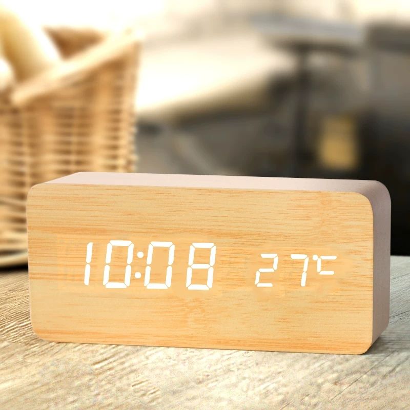 ساعة منبه رقمية خشبية، ساعة من - مراجعة Led Desk Clock وسعره