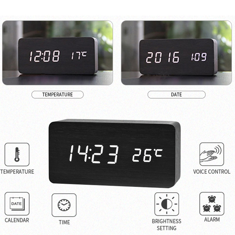ساعة منبه رقمية خشبية، ساعة من - مراجعة Led Desk Clock وسعره
