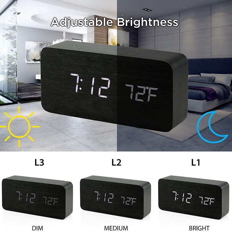 ساعة منبه رقمية خشبية، ساعة من - مراجعة Led Desk Clock وسعره