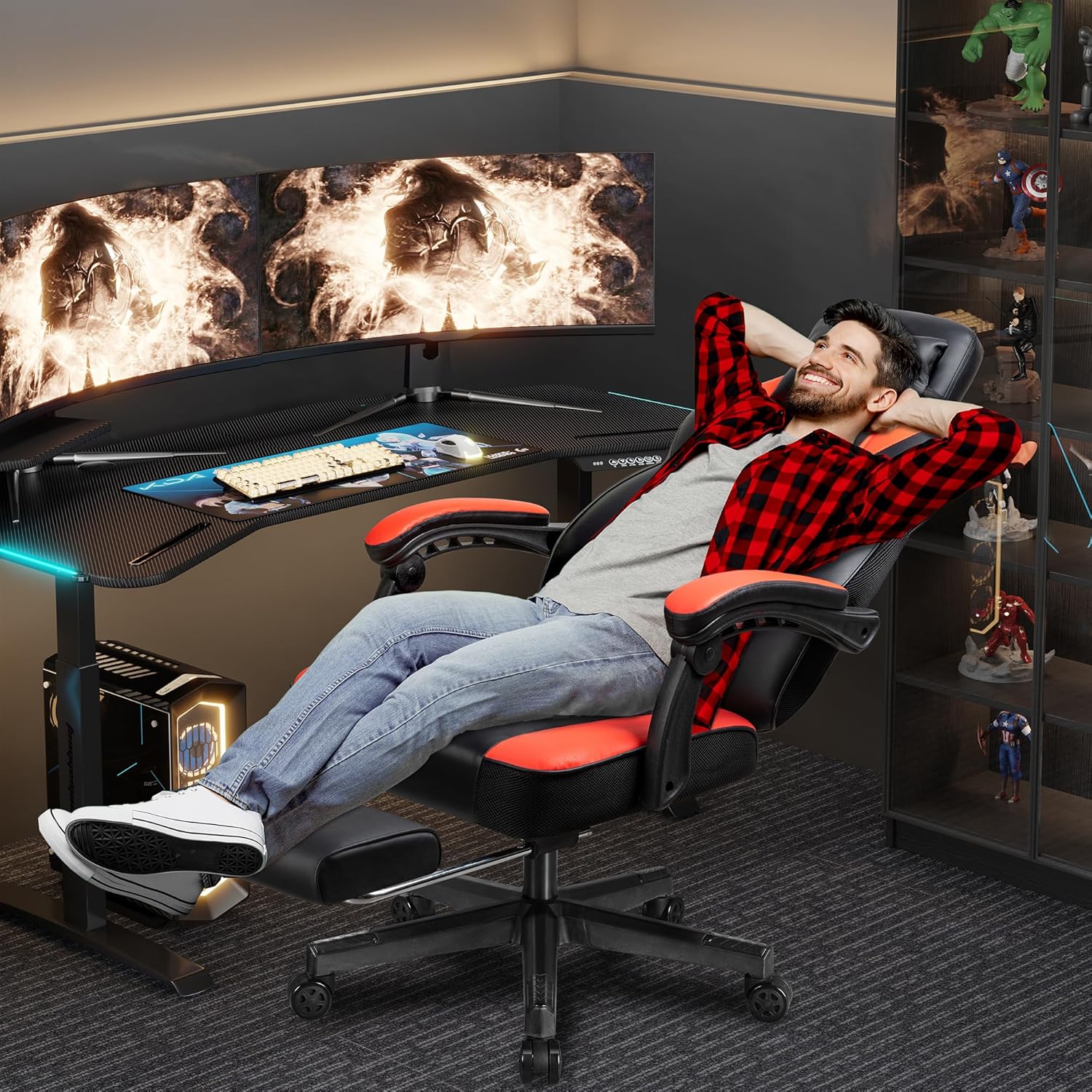 كرسي ألعاب مع مسند للقدمين، ود - مراجعة Home Office Image وسعره