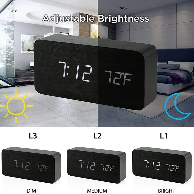 ساعة منبه رقمية خشبية LED مع د - مراجعة Led Desk Clock وسعره