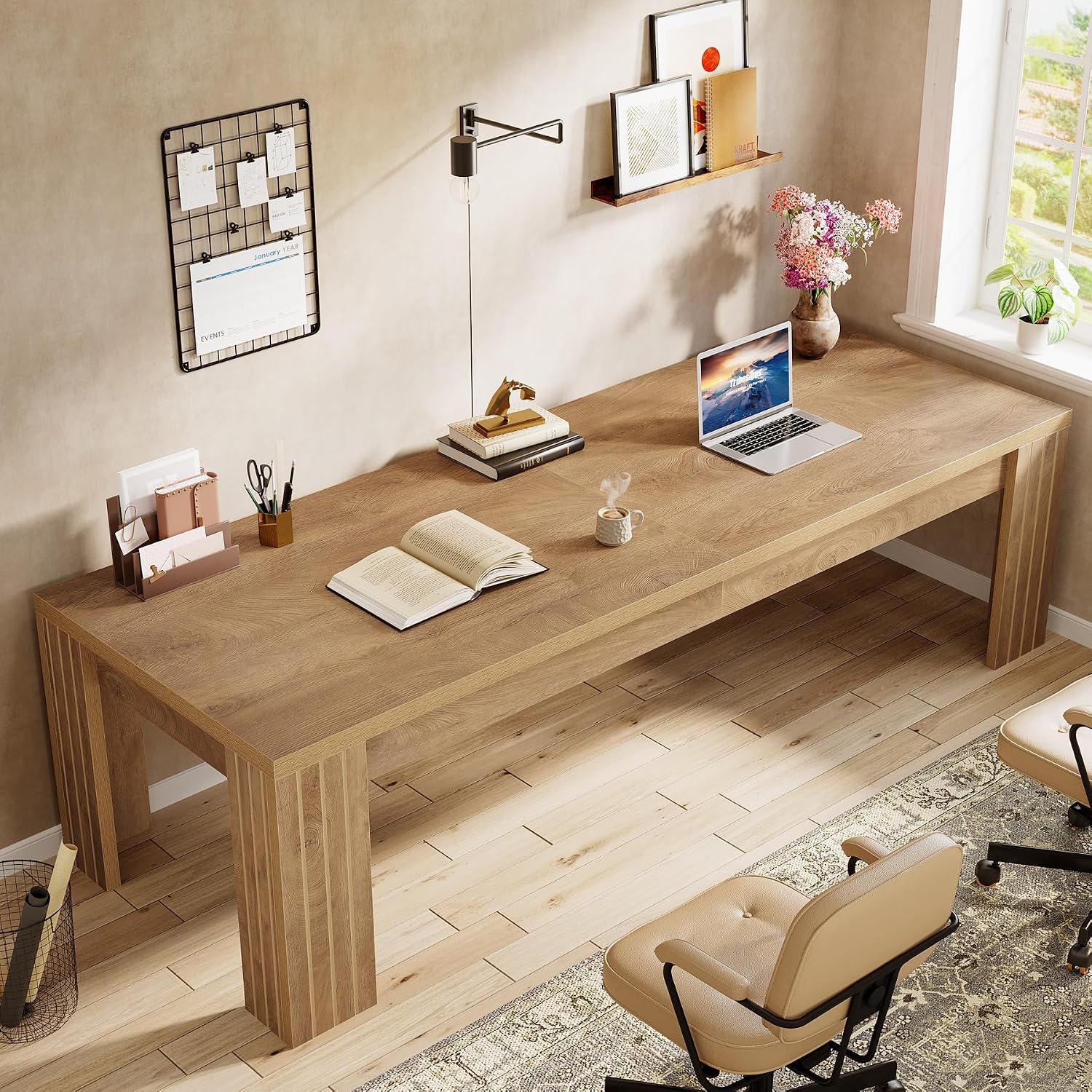 طاولة كمبيوتر طويلة جدًا بطول  - مراجعة Home Office With Two Desks وسعره
