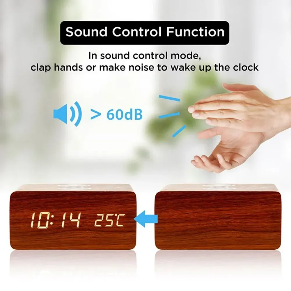 ساعة منبه LED رقمية خشبية تعمل - مراجعة Led Desk Clock وسعره